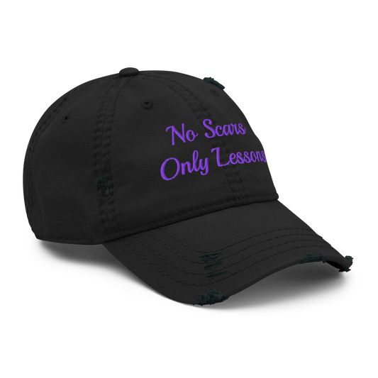 Journey & Purpose: "No Scars, Only Lessons" Distressed Dad Hat